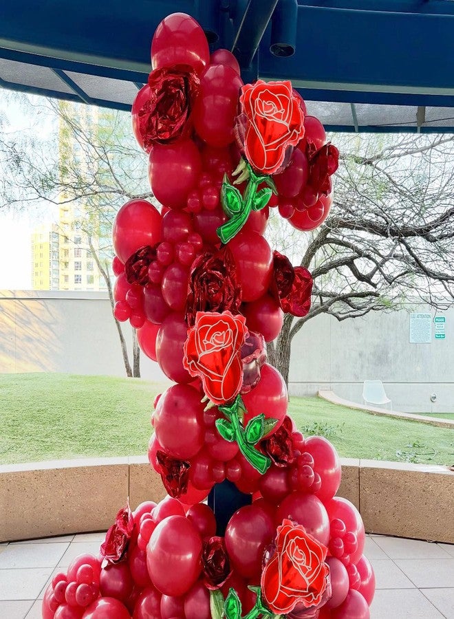 KHC-KHF Rose-balloons flower-balloon 6pcs 37in Giant Rose Foil Balloons Red Flower Balloon Valentines Day Balloon for Birthday Wedding Valentines Day Flower Theme Party Decoration - Image 5
